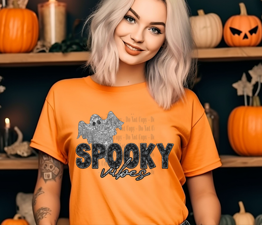 Spooky vibes sequin faux embroidery - Digital Download- PNG