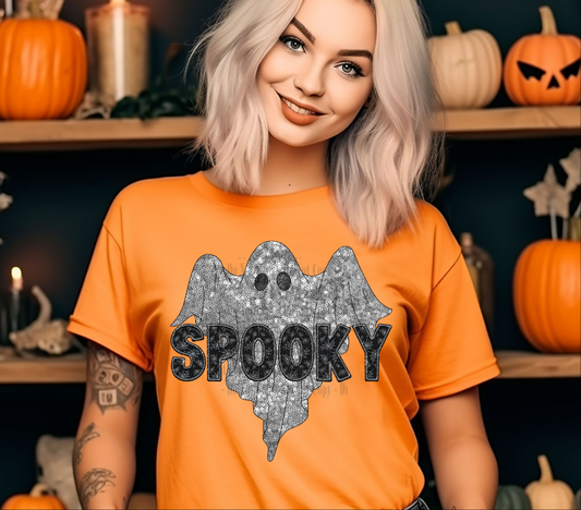 spooky ghost sequin faux embroidery - Digital Download- PNG
