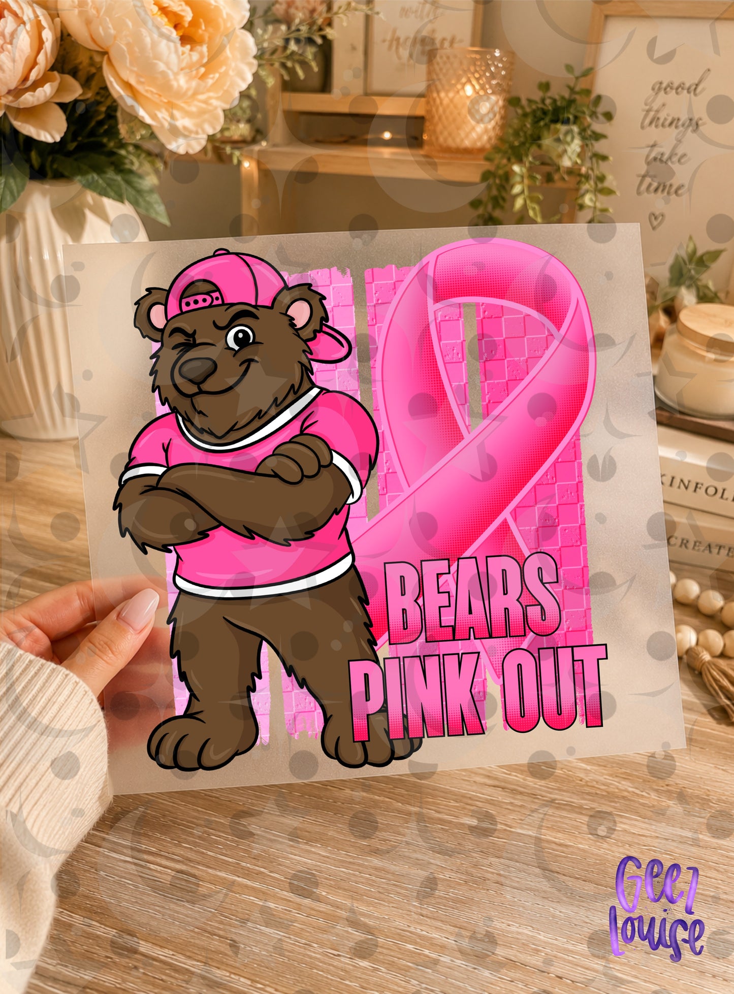 Pink Out Mascot Breast Cancer Awareness PNG | Team Spirit Designs