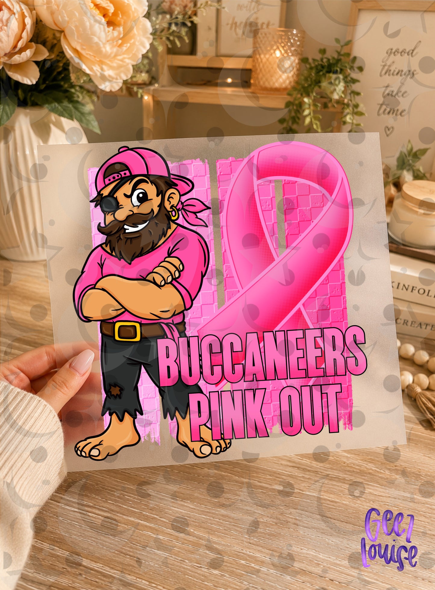Pink Out Mascot Breast Cancer Awareness PNG | Team Spirit Designs