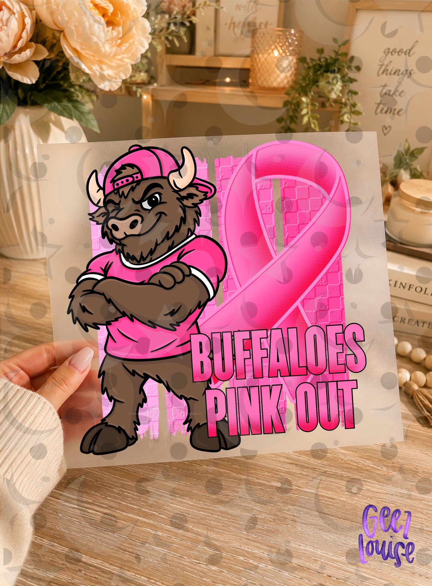 Pink Out Mascot Breast Cancer Awareness PNG | Team Spirit Designs