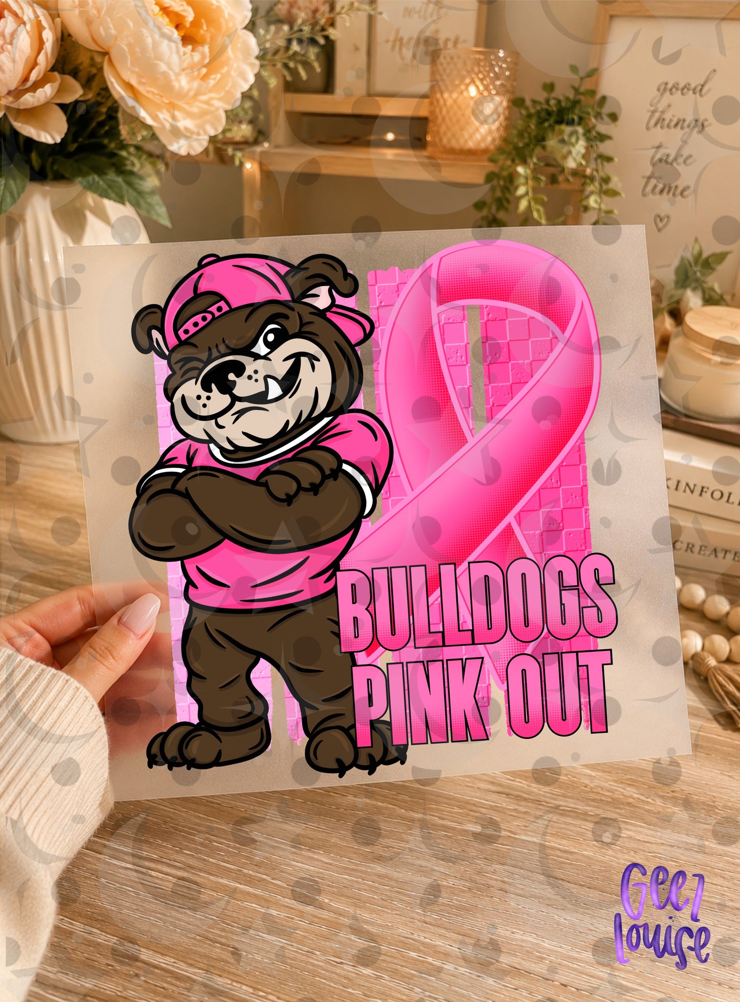 Pink Out Mascot Breast Cancer Awareness PNG | Team Spirit Designs