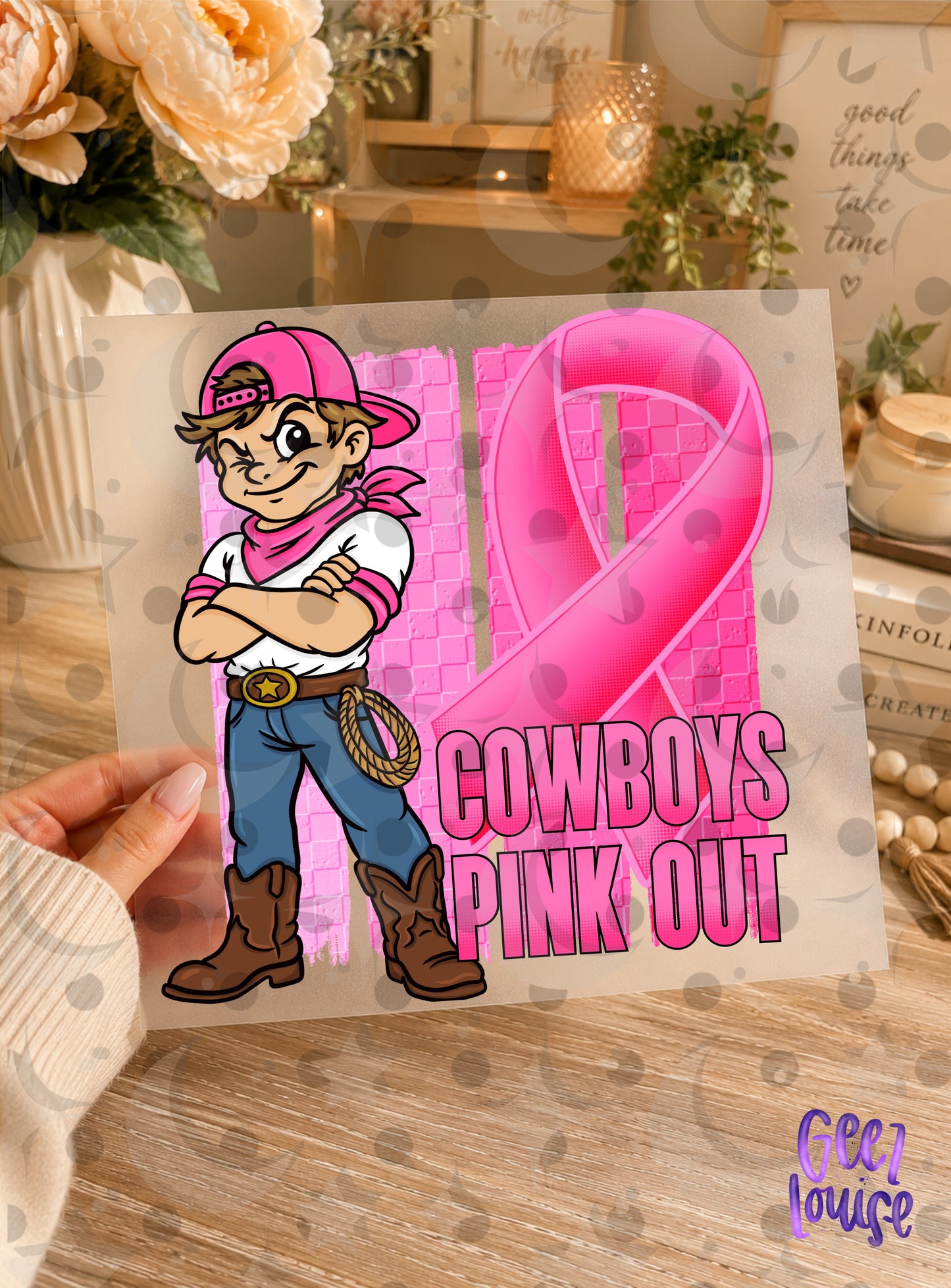 Pink Out Mascot Breast Cancer Awareness PNG | Team Spirit Designs