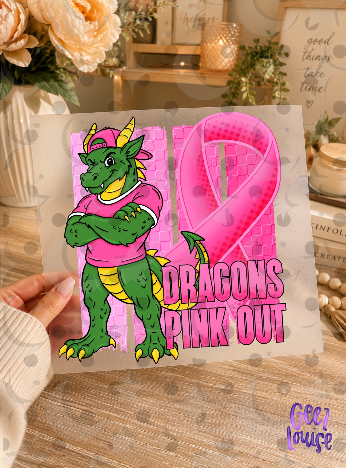 Pink Out Mascot Breast Cancer Awareness PNG | Team Spirit Designs