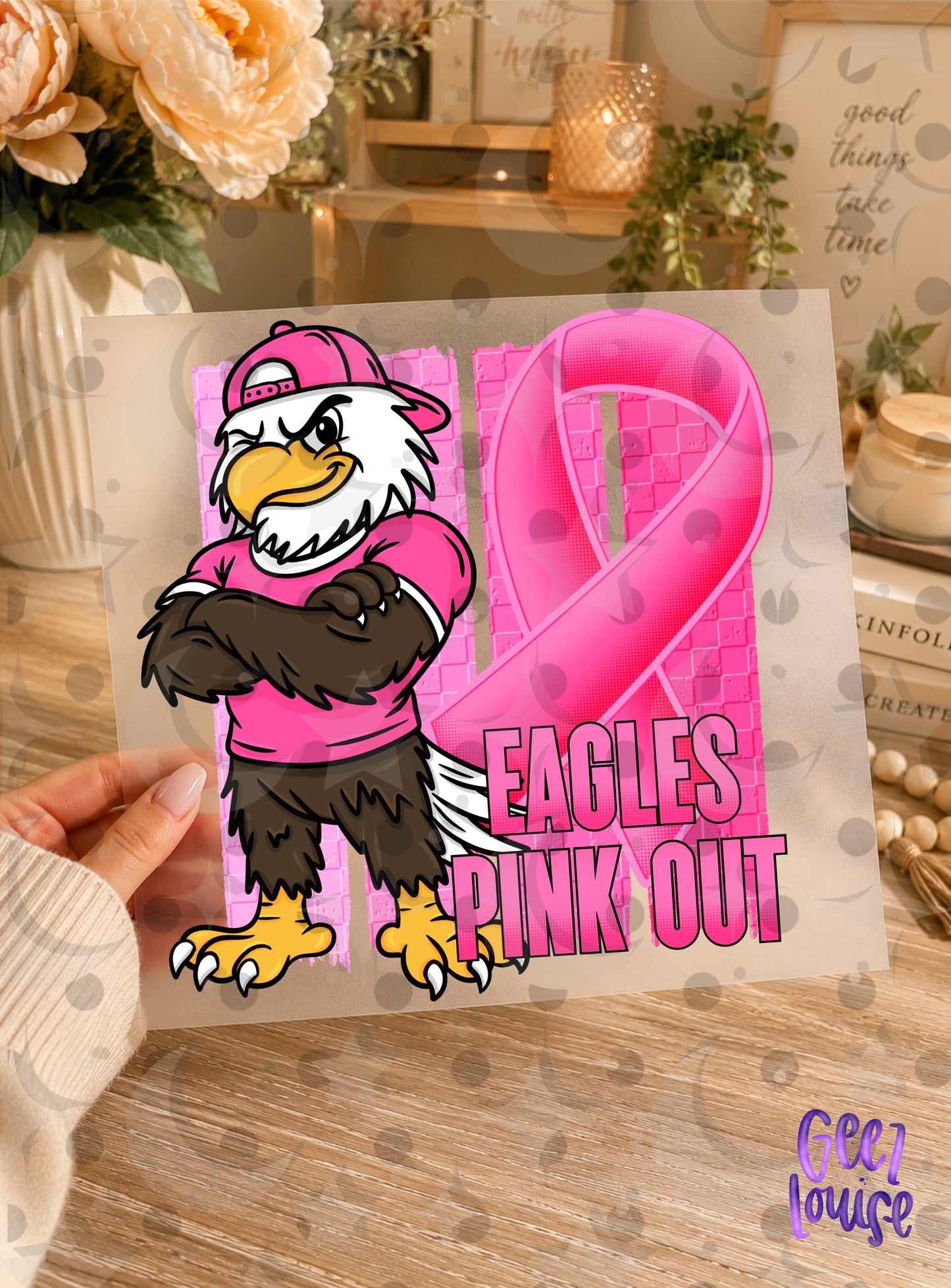 Pink Out Mascot Breast Cancer Awareness PNG | Team Spirit Designs