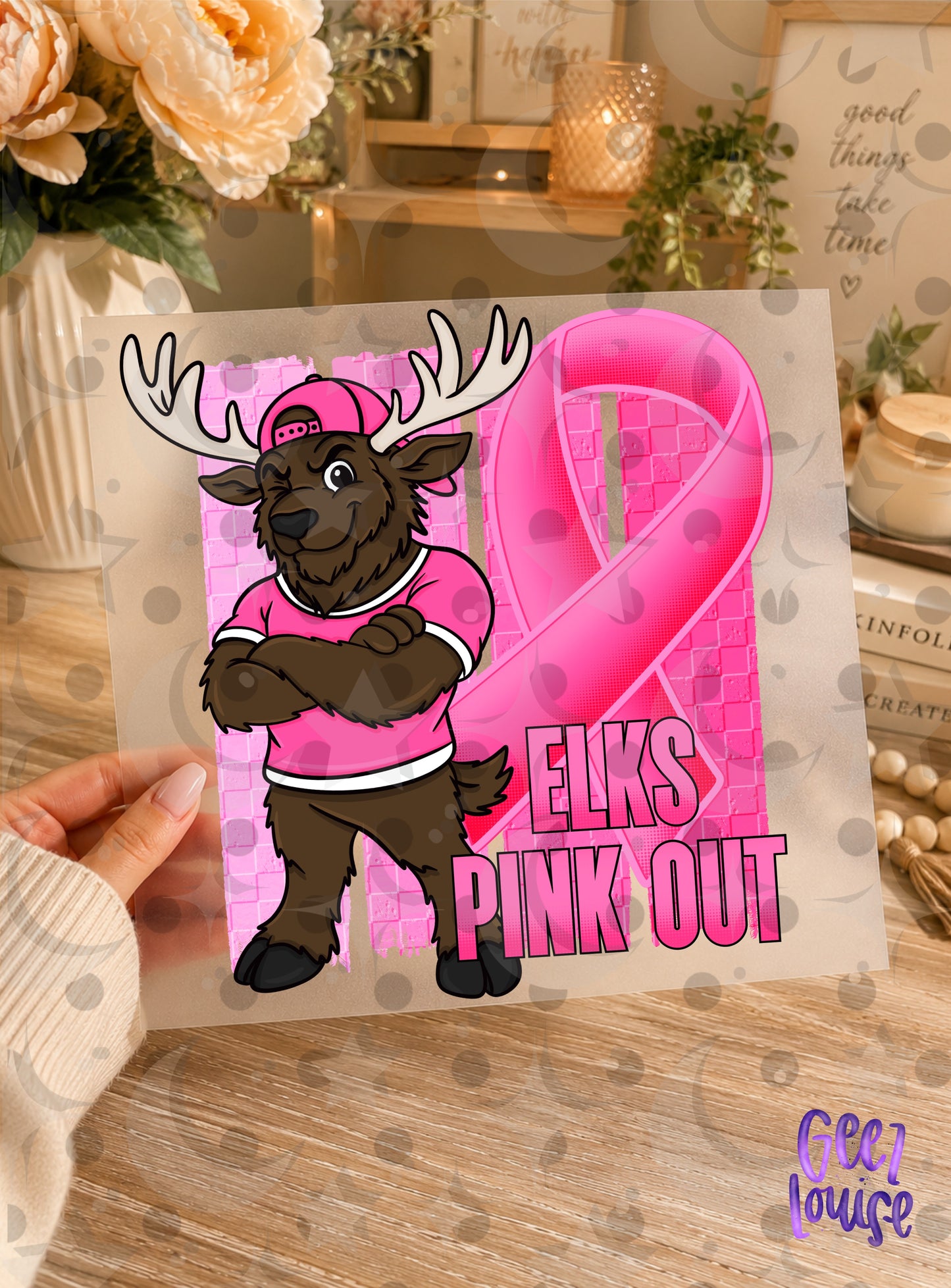 Pink Out Mascot Breast Cancer Awareness PNG | Team Spirit Designs