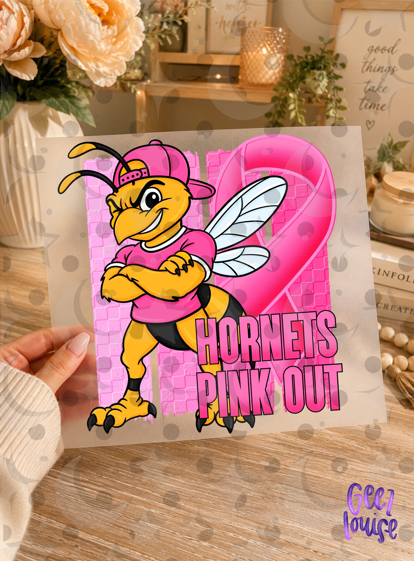 Pink Out Mascot Breast Cancer Awareness PNG | Team Spirit Designs