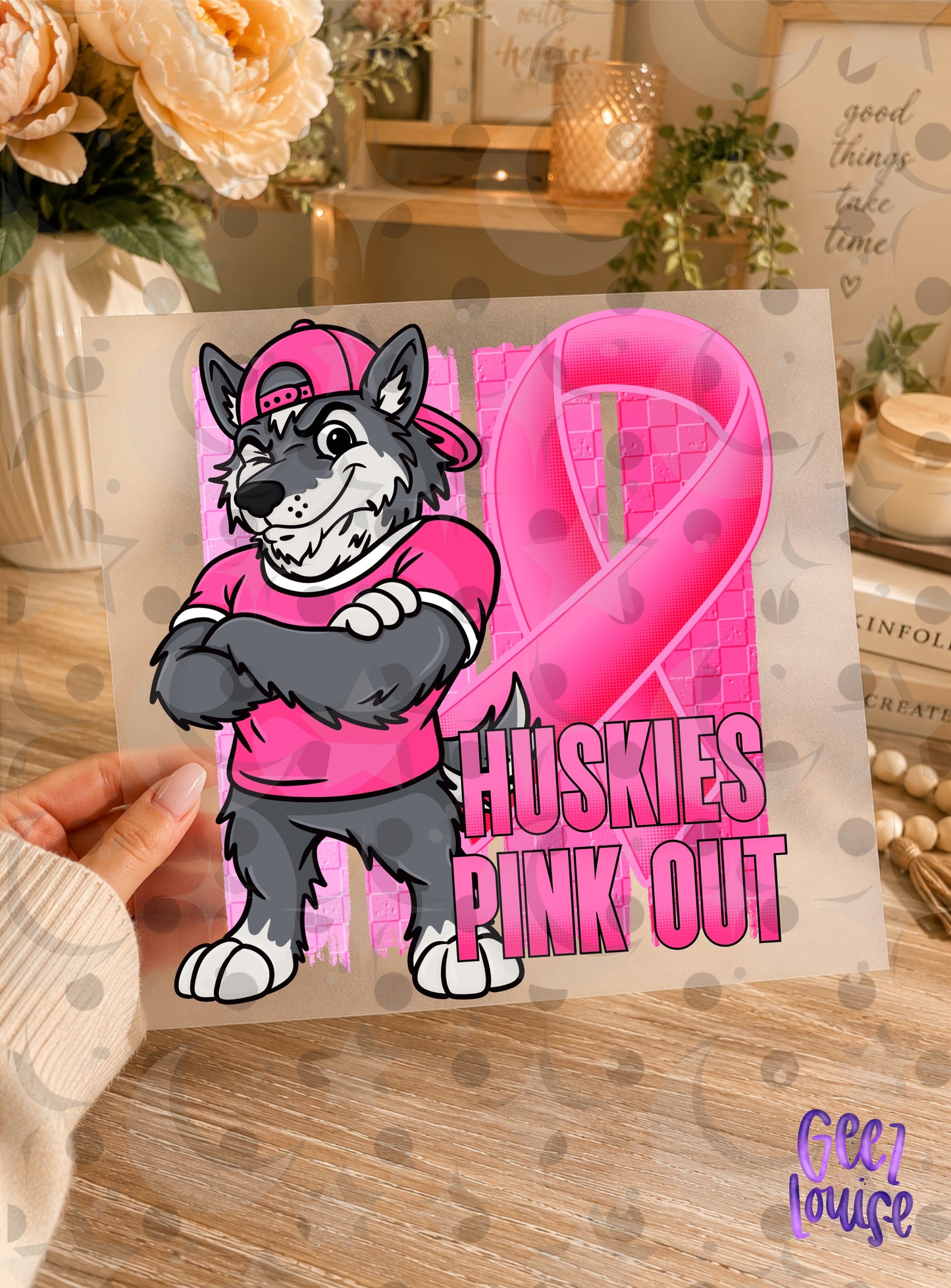 Pink Out Mascot Breast Cancer Awareness PNG | Team Spirit Designs