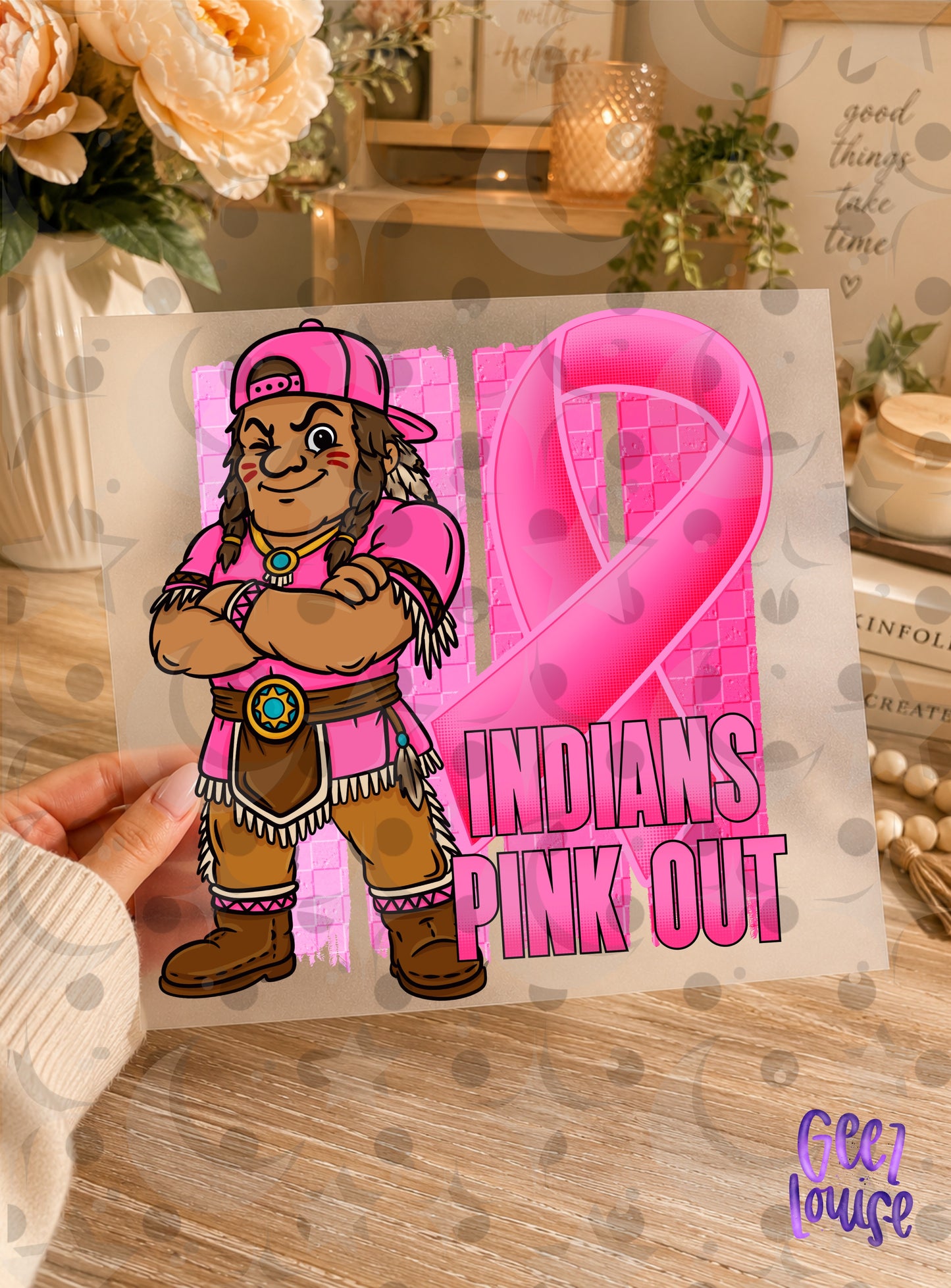 Pink Out Mascot Breast Cancer Awareness PNG | Team Spirit Designs
