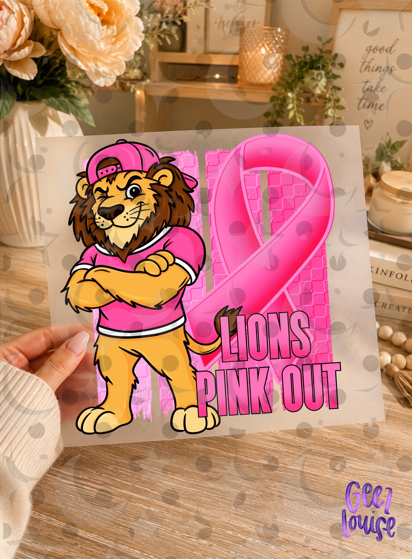 Pink Out Mascot Breast Cancer Awareness PNG | Team Spirit Designs