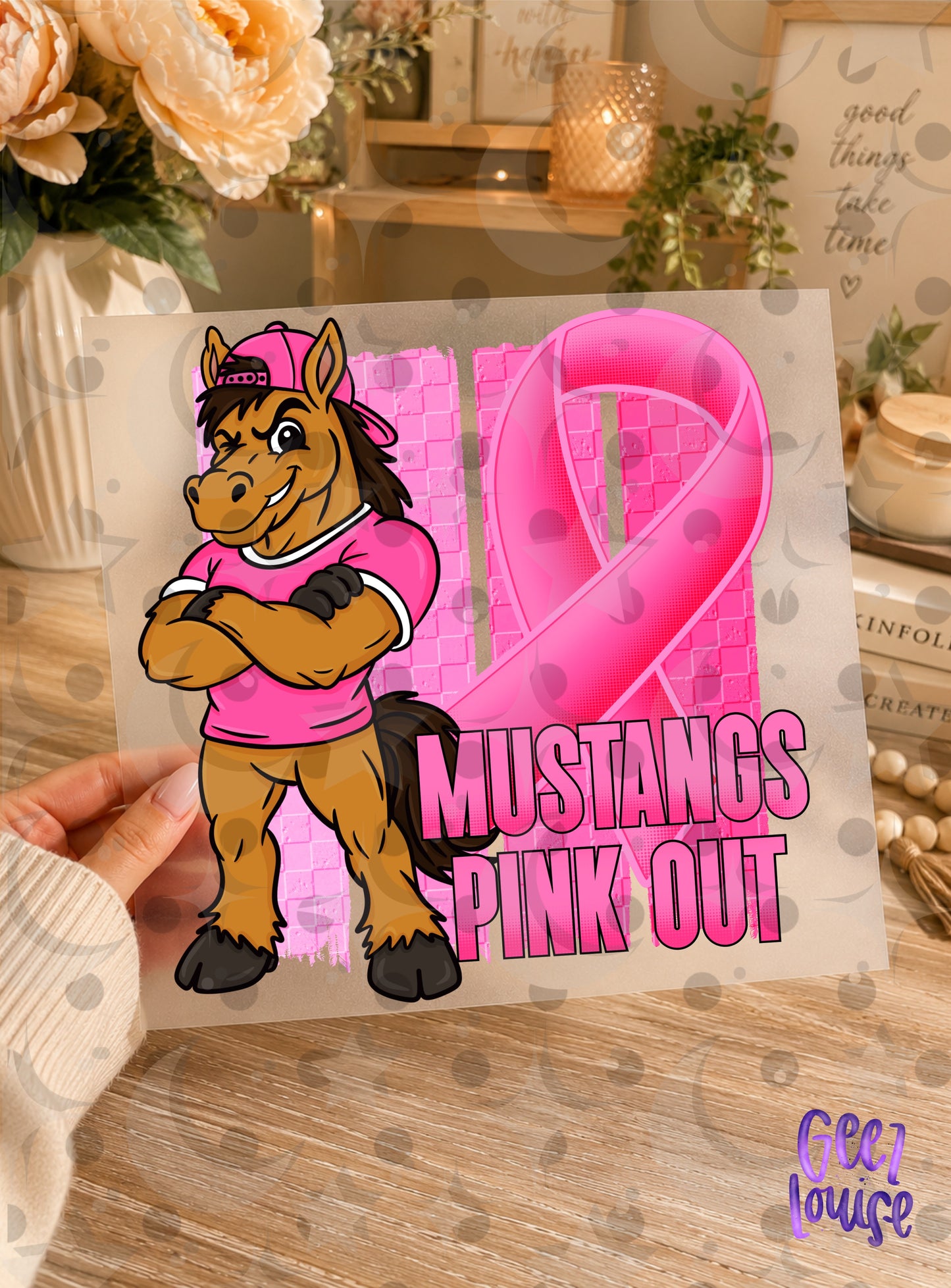 Pink Out Mascot Breast Cancer Awareness PNG | Team Spirit Designs