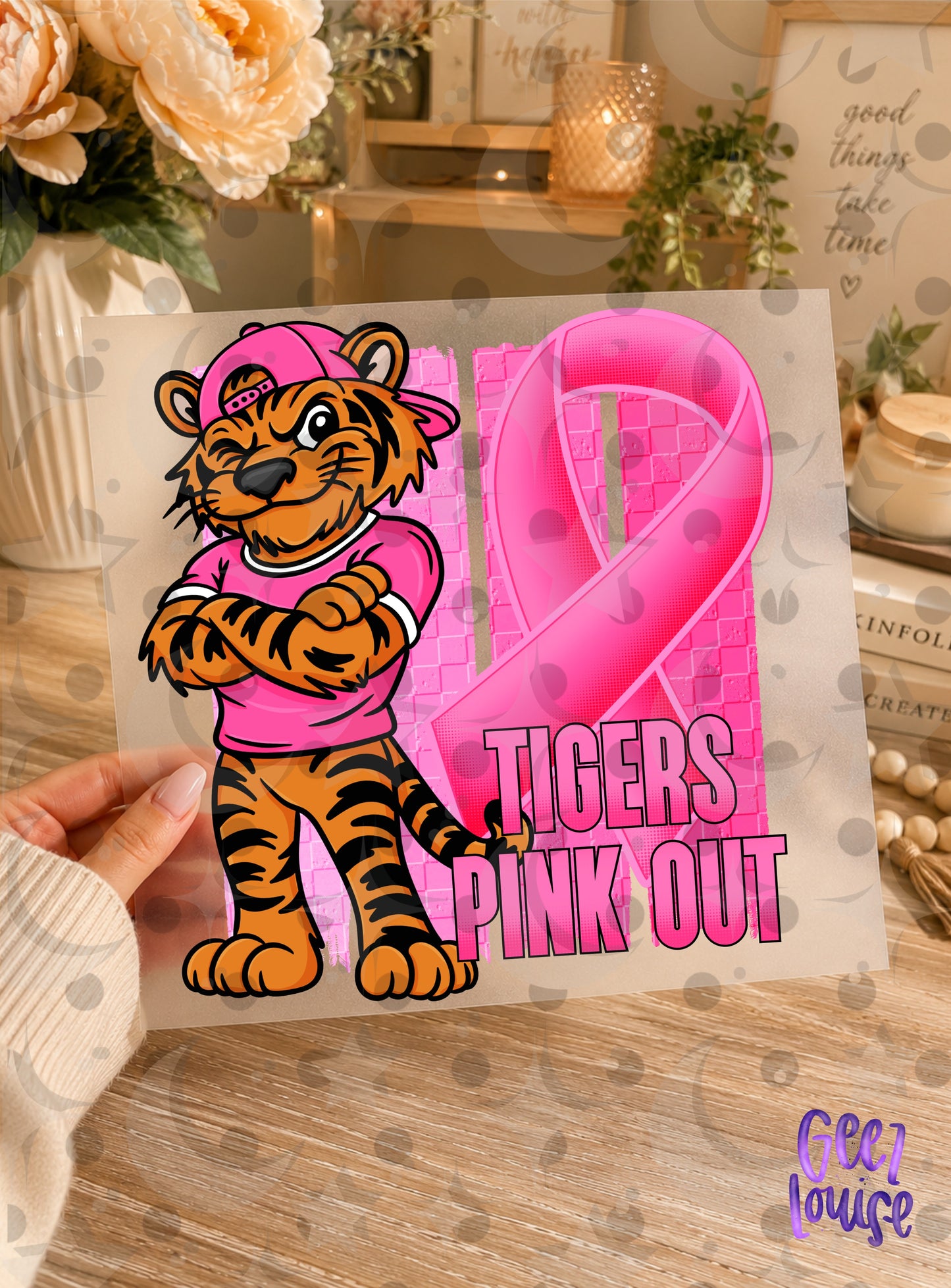 Pink Out Mascot Breast Cancer Awareness PNG | Team Spirit Designs