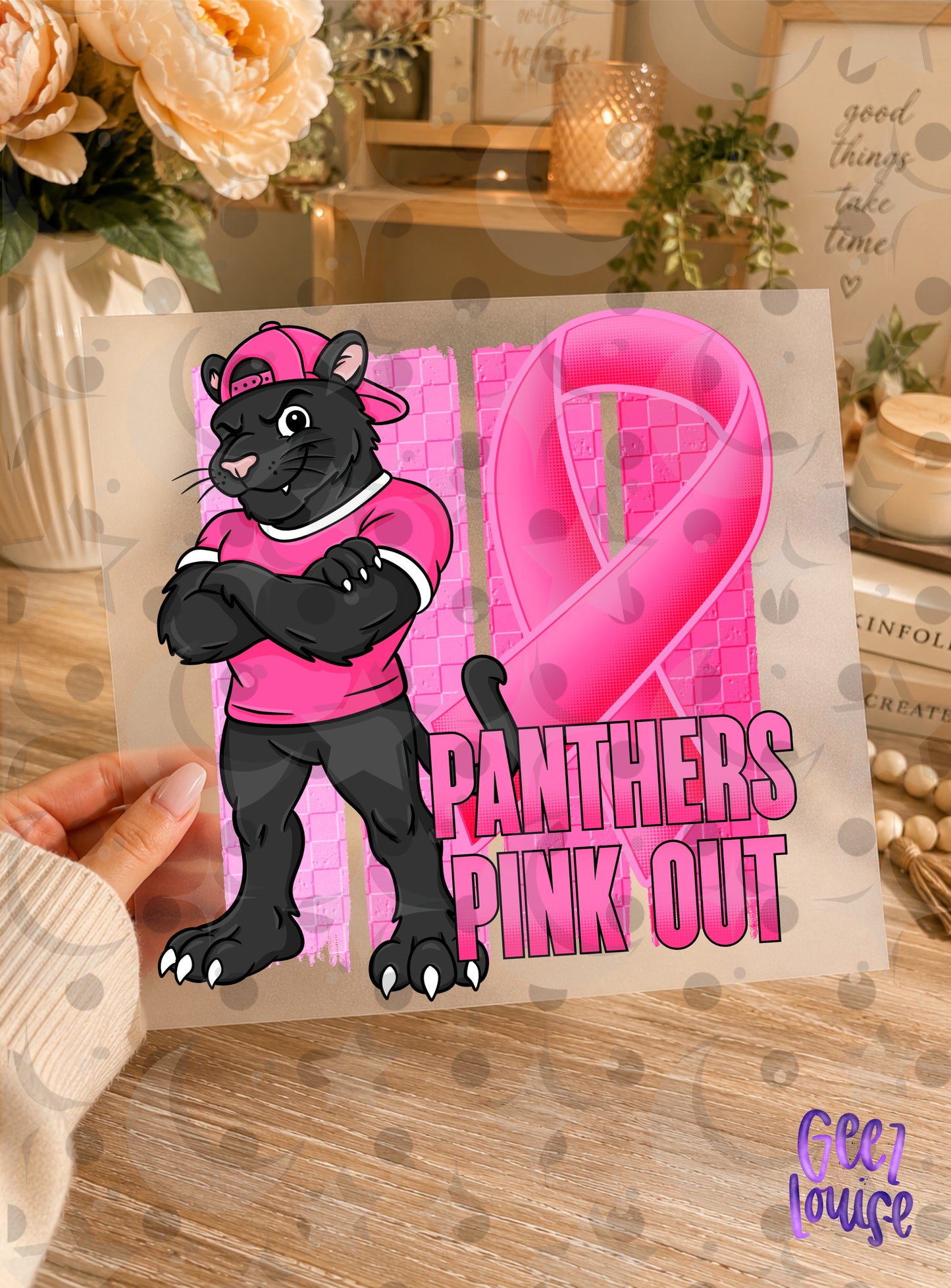 Pink Out Mascot Breast Cancer Awareness PNG | Team Spirit Designs