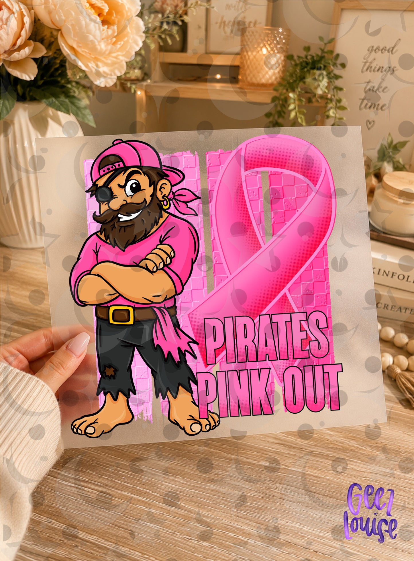 Pink Out Mascot Breast Cancer Awareness PNG | Team Spirit Designs