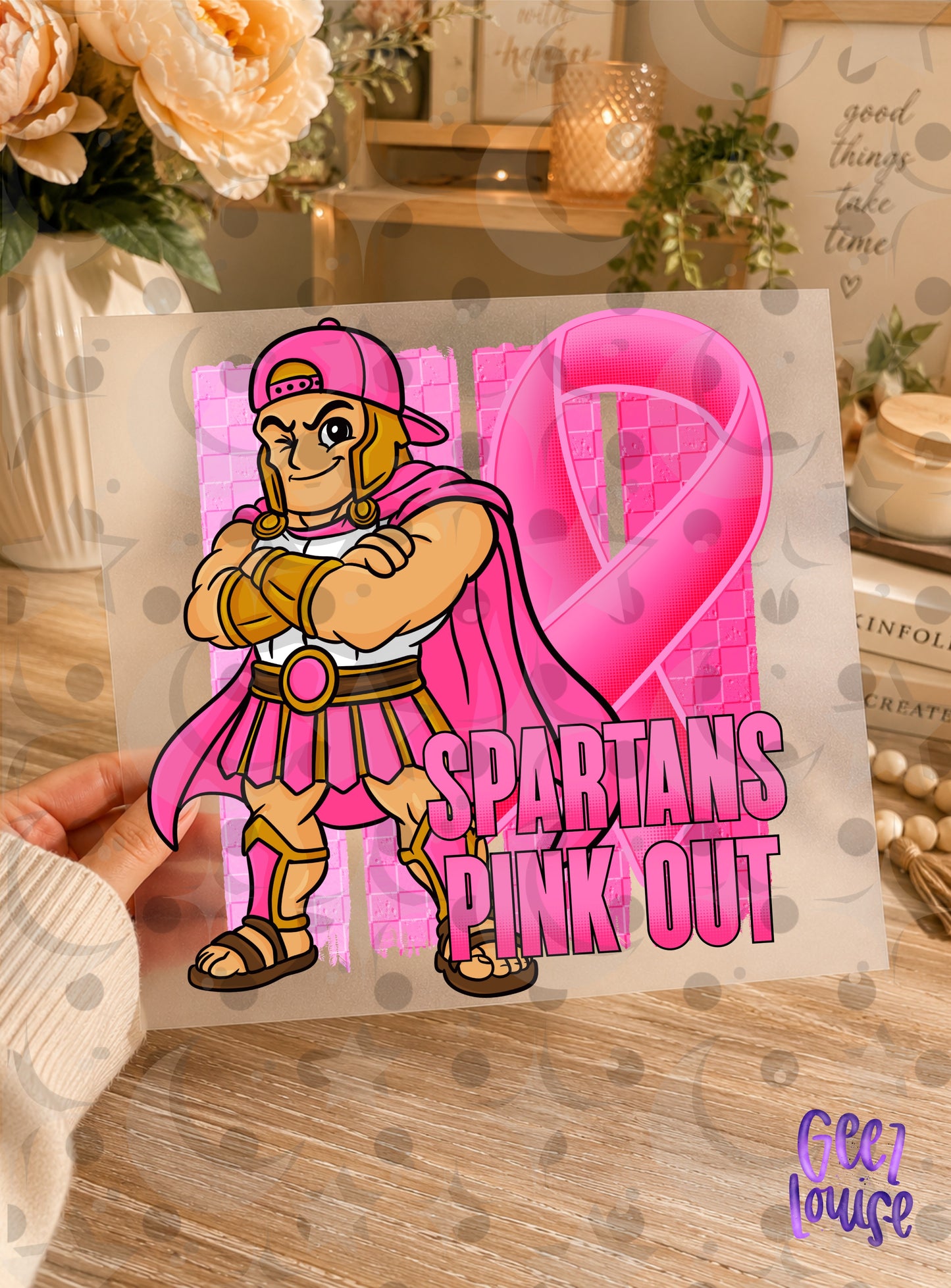 Pink Out Mascot Breast Cancer Awareness PNG | Team Spirit Designs