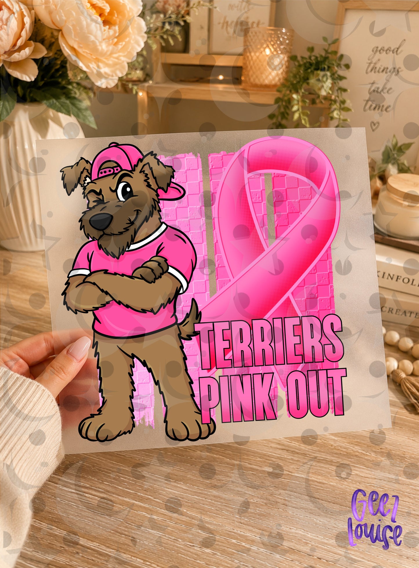 Pink Out Mascot Breast Cancer Awareness PNG | Team Spirit Designs