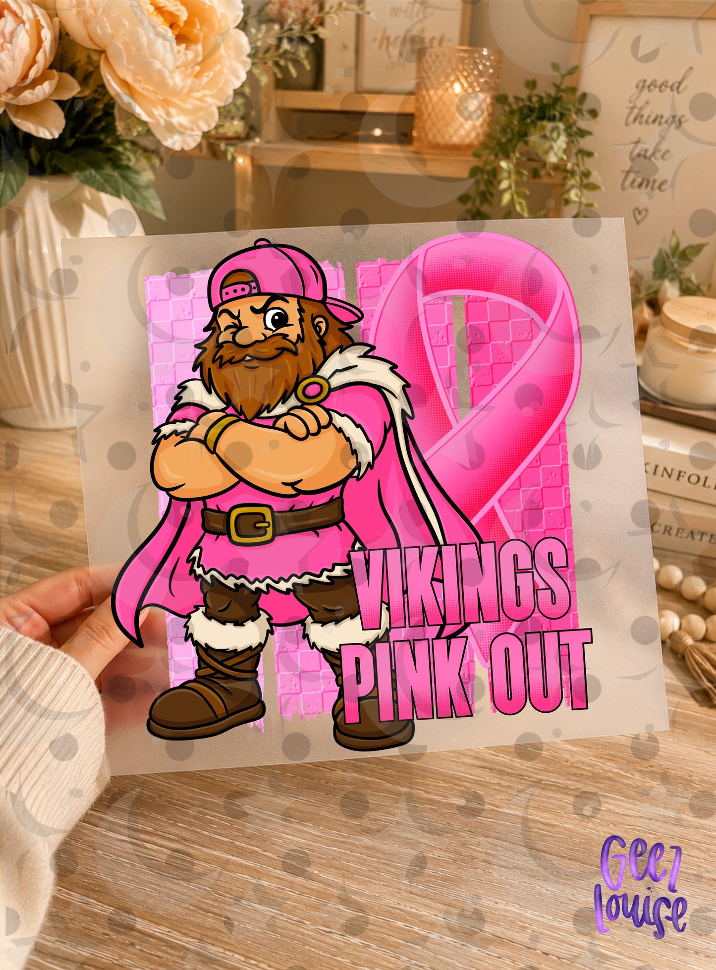 Pink Out Mascot Breast Cancer Awareness PNG | Team Spirit Designs