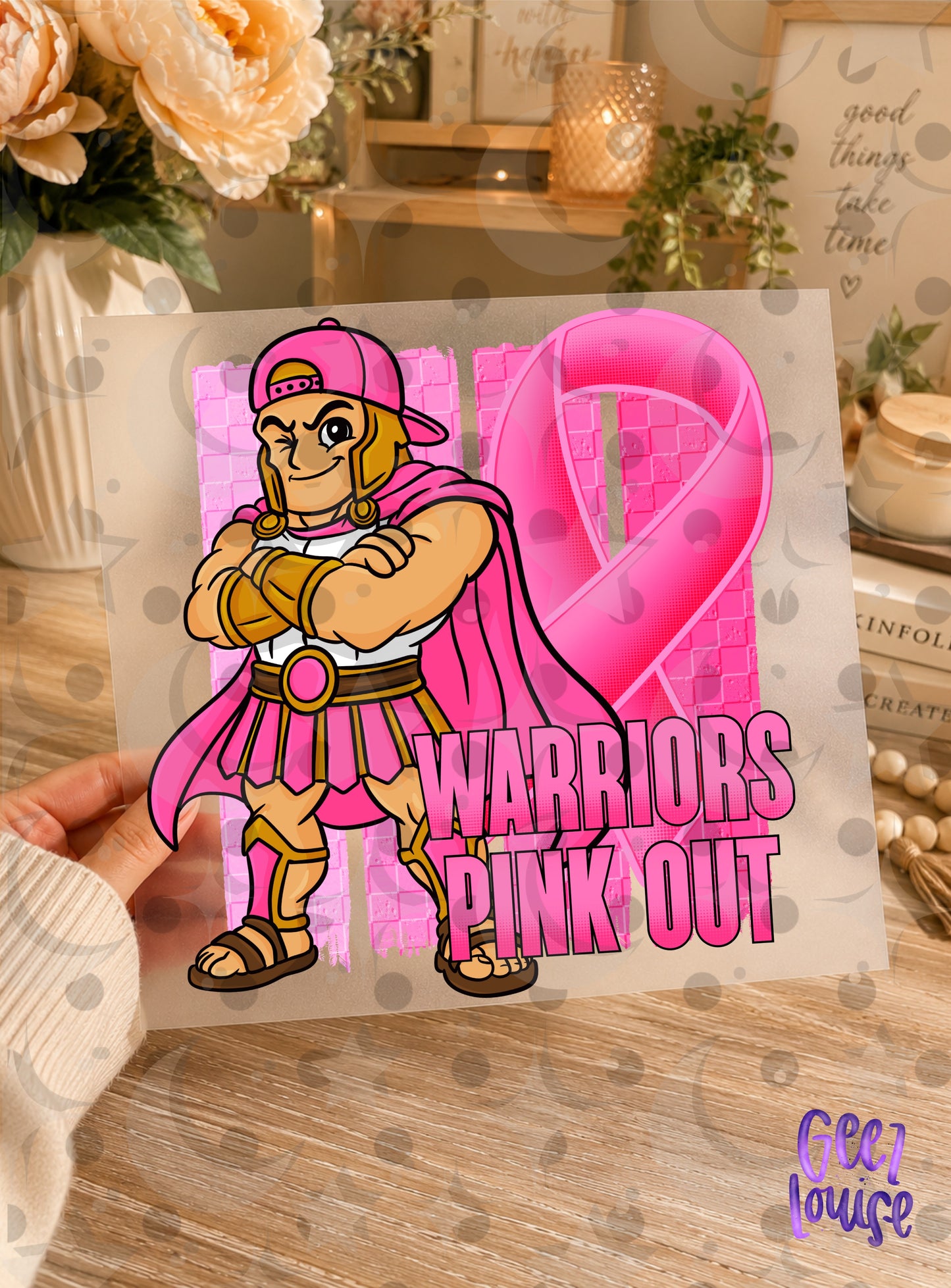 Pink Out Mascot Breast Cancer Awareness PNG | Team Spirit Designs