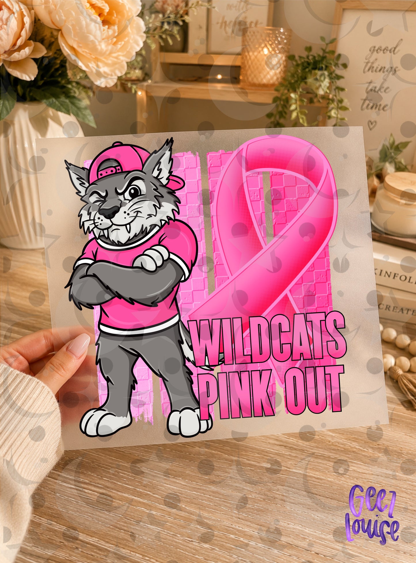 Pink Out Mascot Breast Cancer Awareness PNG | Team Spirit Designs