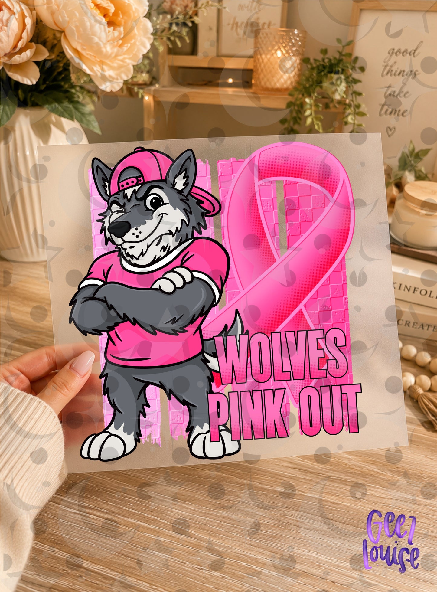 Pink Out Mascot Breast Cancer Awareness PNG | Team Spirit Designs