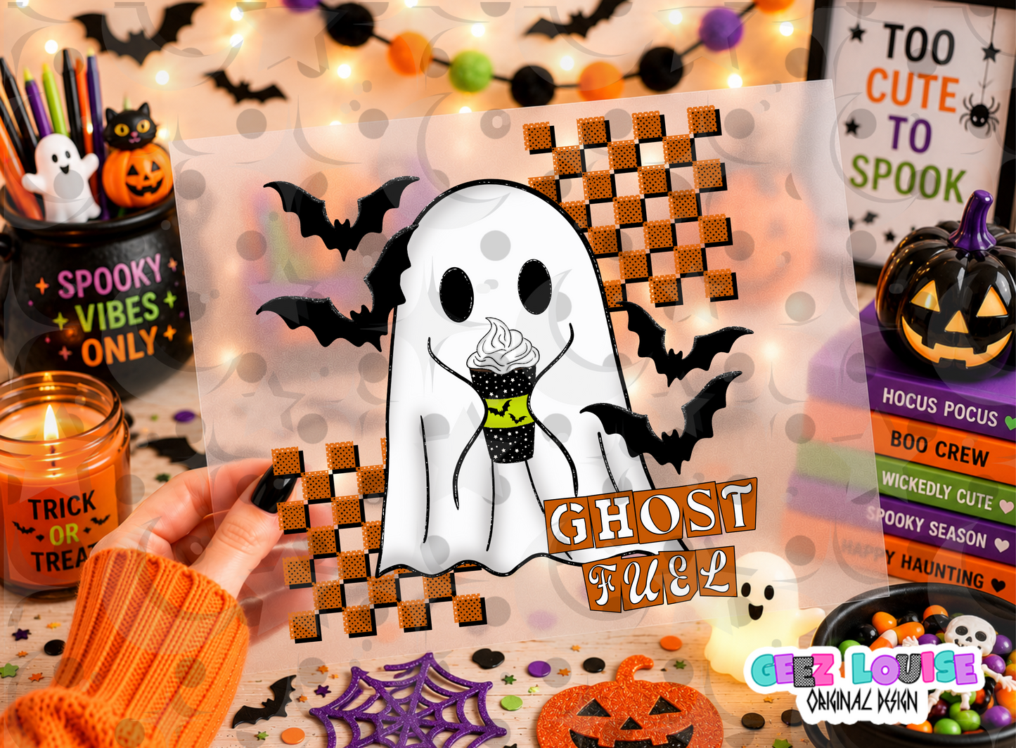 Ghost Fuel Coffee PNG | Cute Halloween Ghost Coffee Sublimation Design | Spooky Ghost PNG | 3 Color Variants | Digital Download