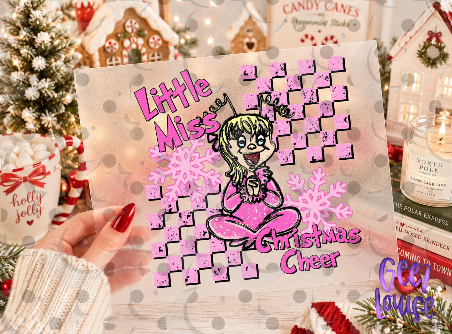 Little Miss Christmas Cheer PNG | Funny Pink Holiday Character Christmas Digital Design