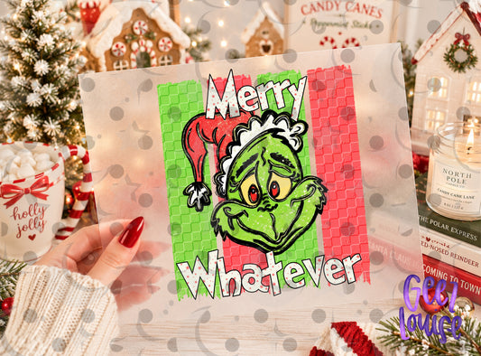 Merry Whatever Christmas PNG | Funny Green Holiday Character Digital Design