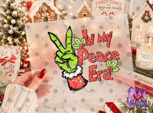 In My Peace Era Christmas PNG | Green Holiday Hand Peace Sign Digital Design