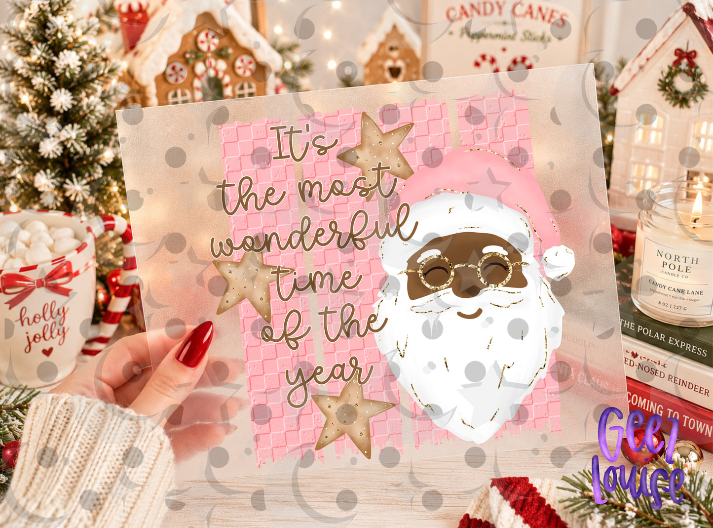 Most Wonderful Time of the Year Santa PNG | Pink Christmas Santa Design