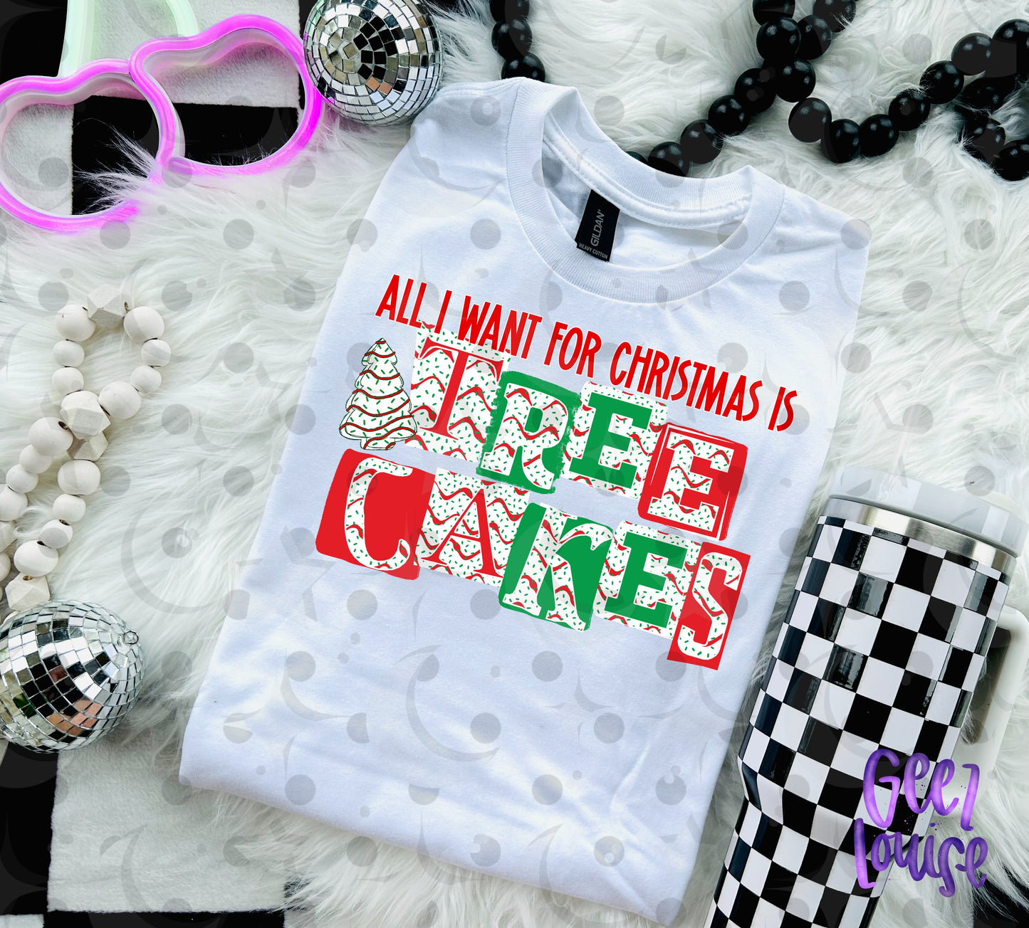 All I Want for Christmas Is Tree Cakes PNG | Funny Christmas Snack Cake Design