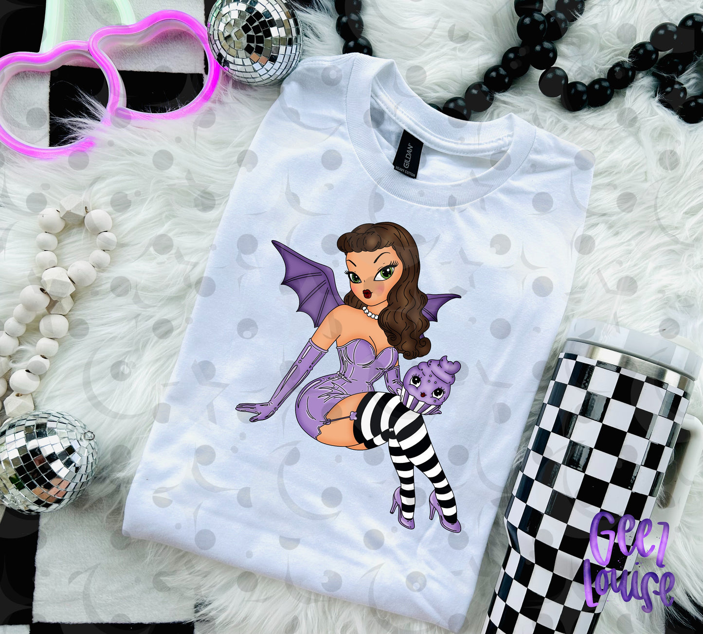 Retro Bat Girl Pinup PNG | Halloween Pinup Girl Design | Multiple Color Options