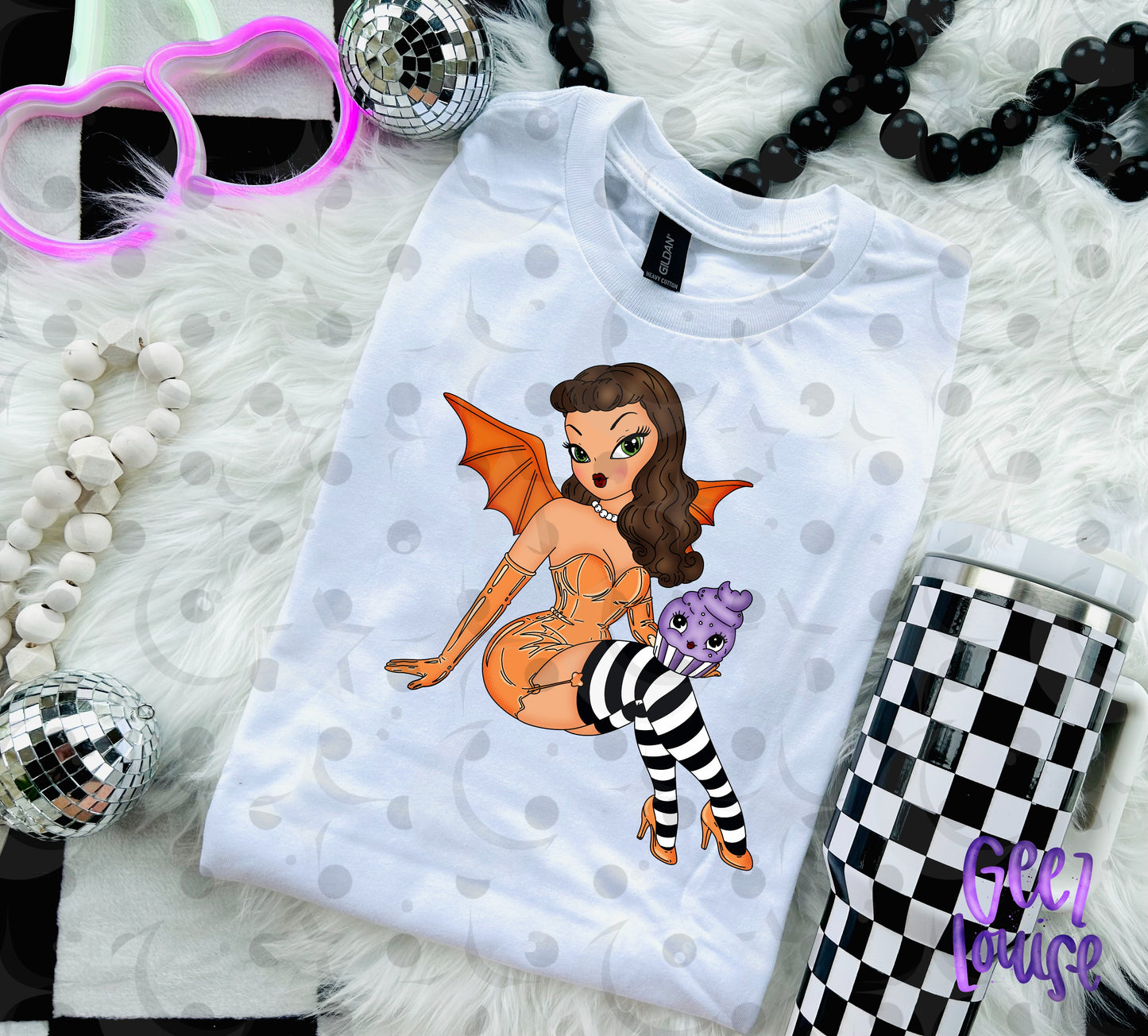 Retro Bat Girl Pinup PNG | Halloween Pinup Girl Design | Multiple Color Options