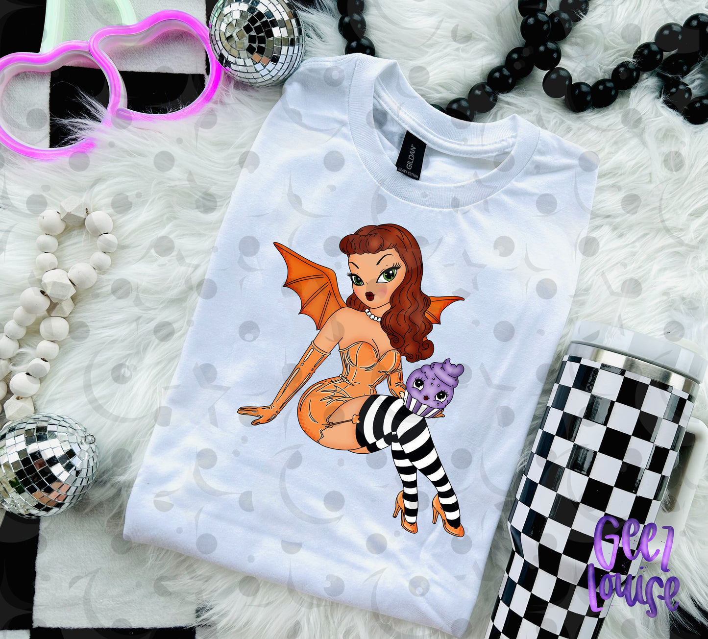 Retro Bat Girl Pinup PNG | Halloween Pinup Girl Design | Multiple Color Options