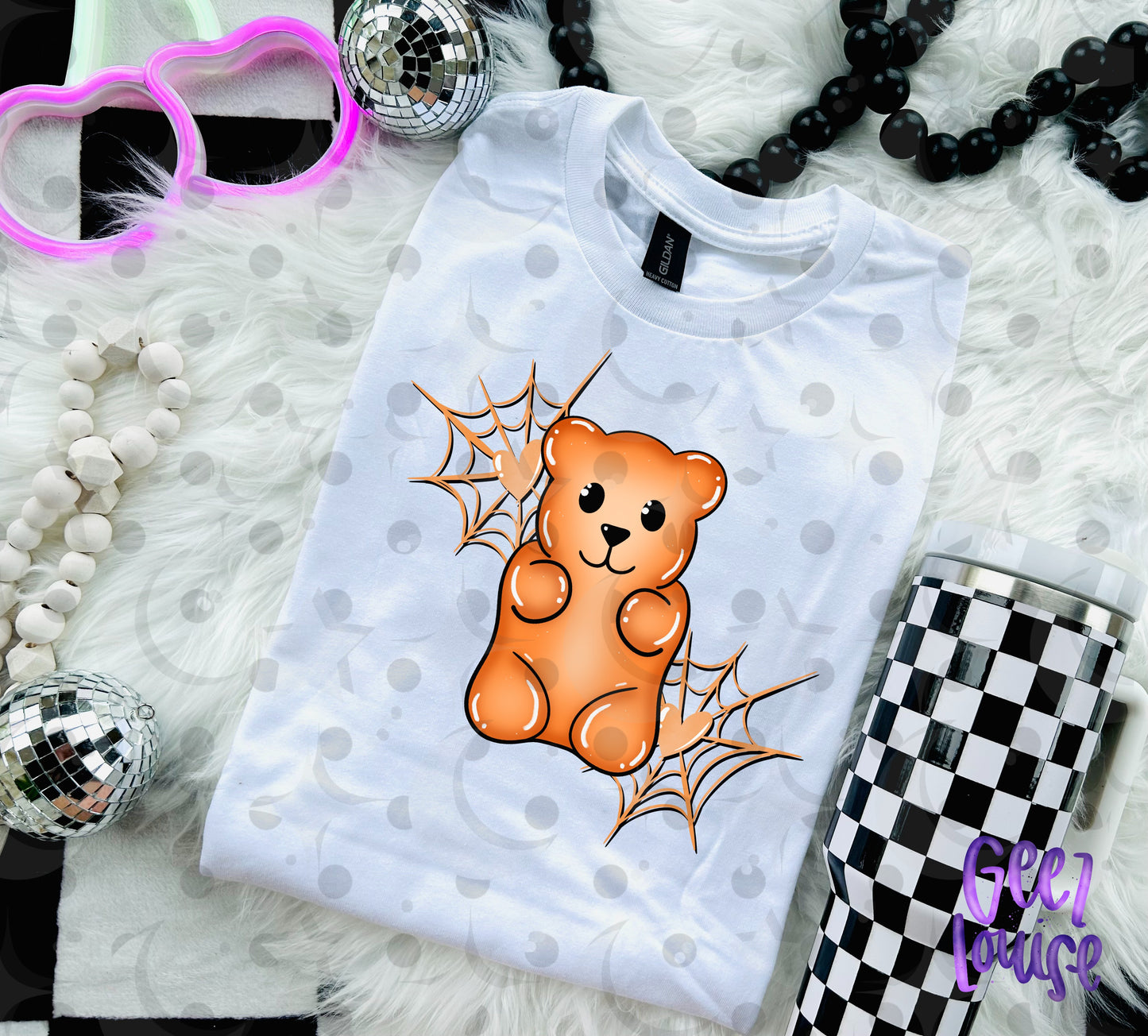 Spooky Gummy Bear PNG | Halloween Candy Bear with Spiderwebs | 4 Color Variants