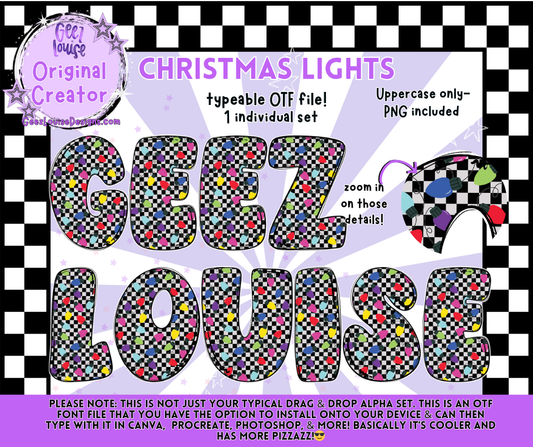 Christmas Lights Font & PNG Alpha | Typeable OTF File