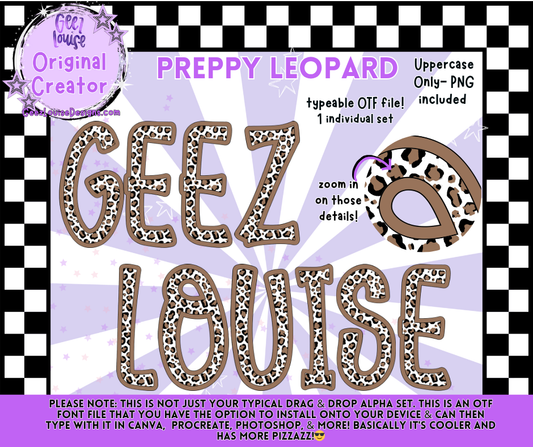Preppy Leopard Font – Typeable OTF + PNG