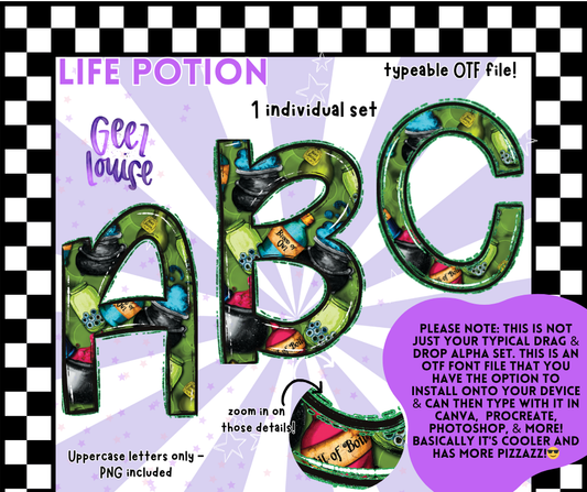Life Potion OTF Font + PNG Alpha Set