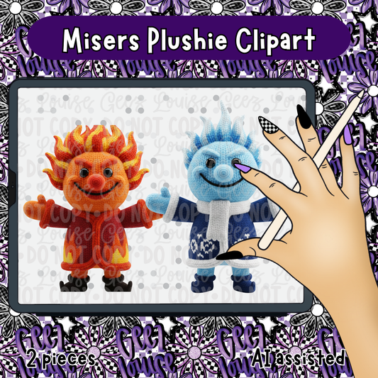 Misers Plushie Clipart | 2-Piece Cozy Chaos Set | Geez Louise Digital Art