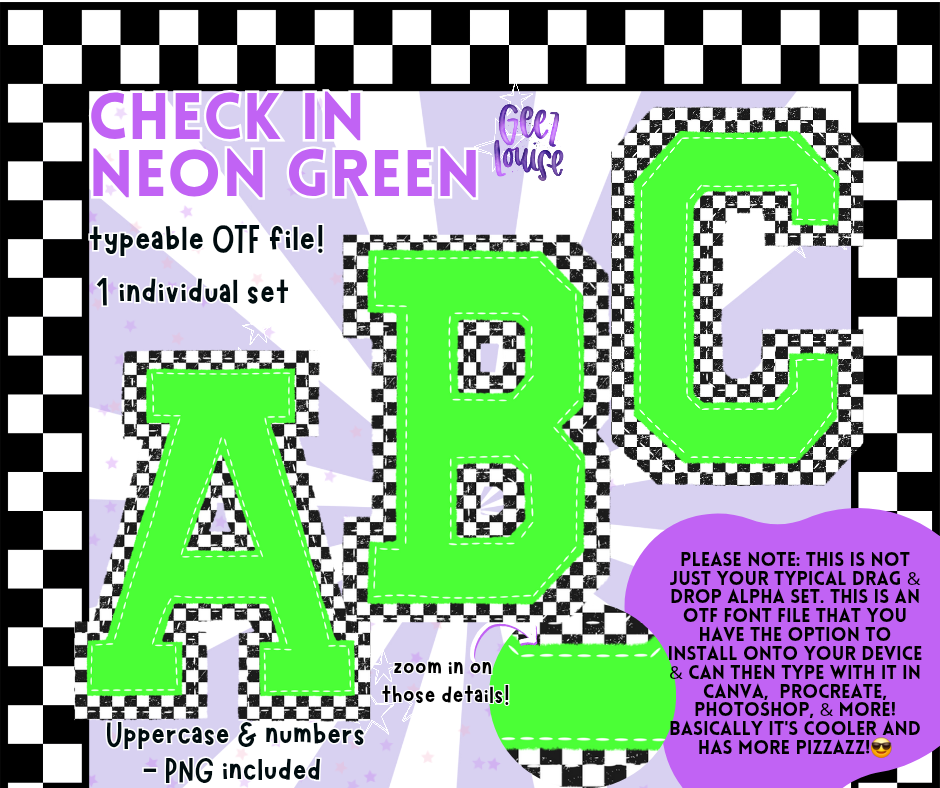 Check It Alpha Series – OTF Fonts + PNG | Multiple Color Variants