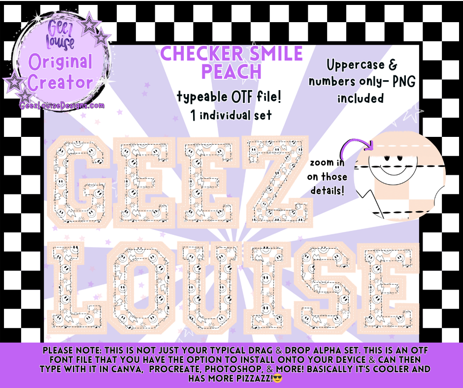 Checker Smile Typeable OTF Font + PNG Set