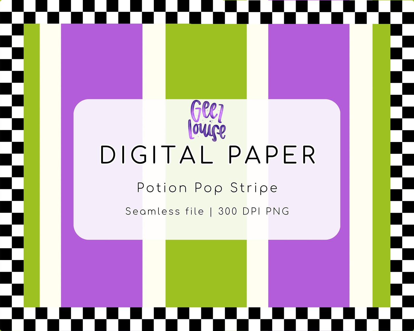 Potion Pop Stripe Seamless Digital Paper | Purple & Green Halloween Stripe PNG | 300 DPI Background