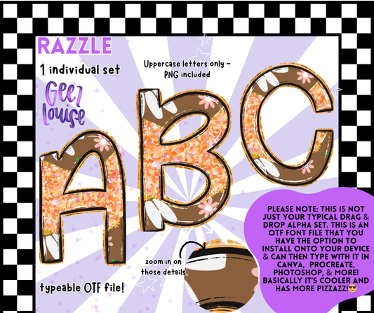 Razzle OTF Font + PNG Alpha Set