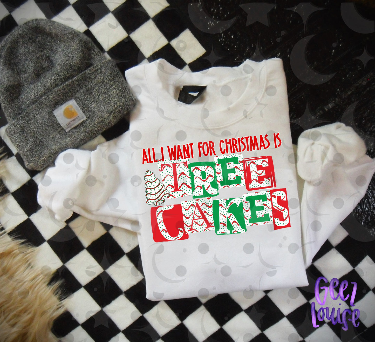 All I Want for Christmas Is Tree Cakes PNG | Funny Christmas Snack Cake Design