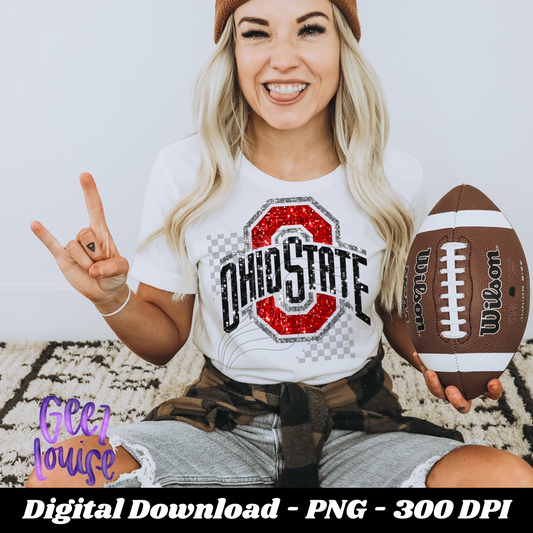 Ohio state  - football- Faux sequin embroidery- Digital Download- PNG