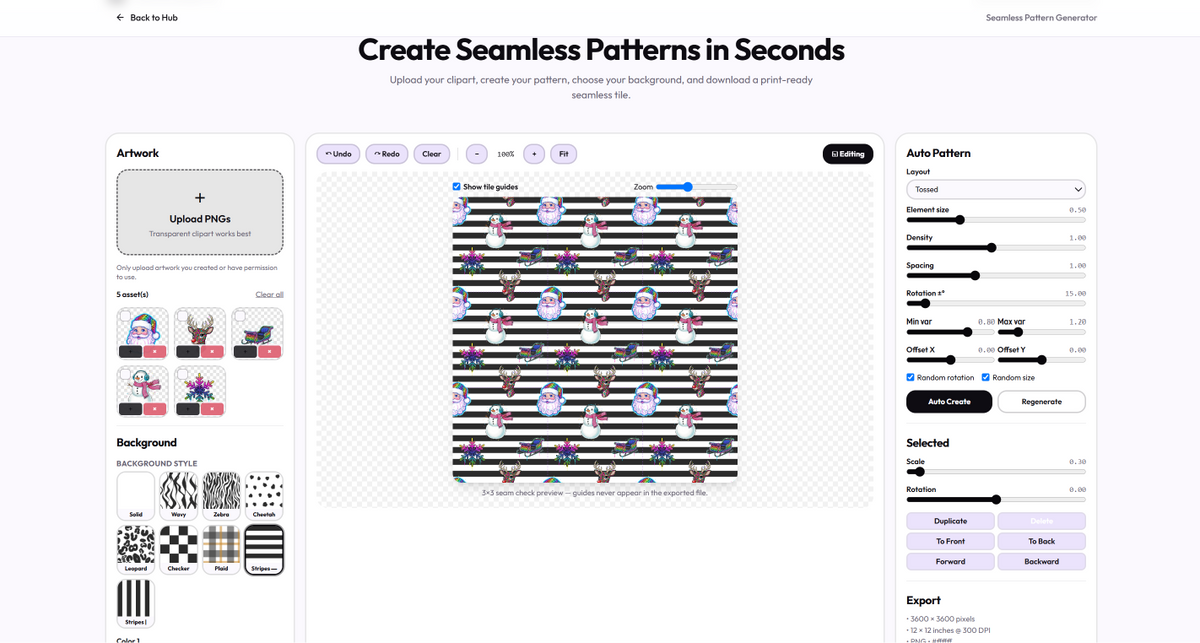 Geezy Seamless Pattern Generator | Create Repeat Digital Papers in Seconds