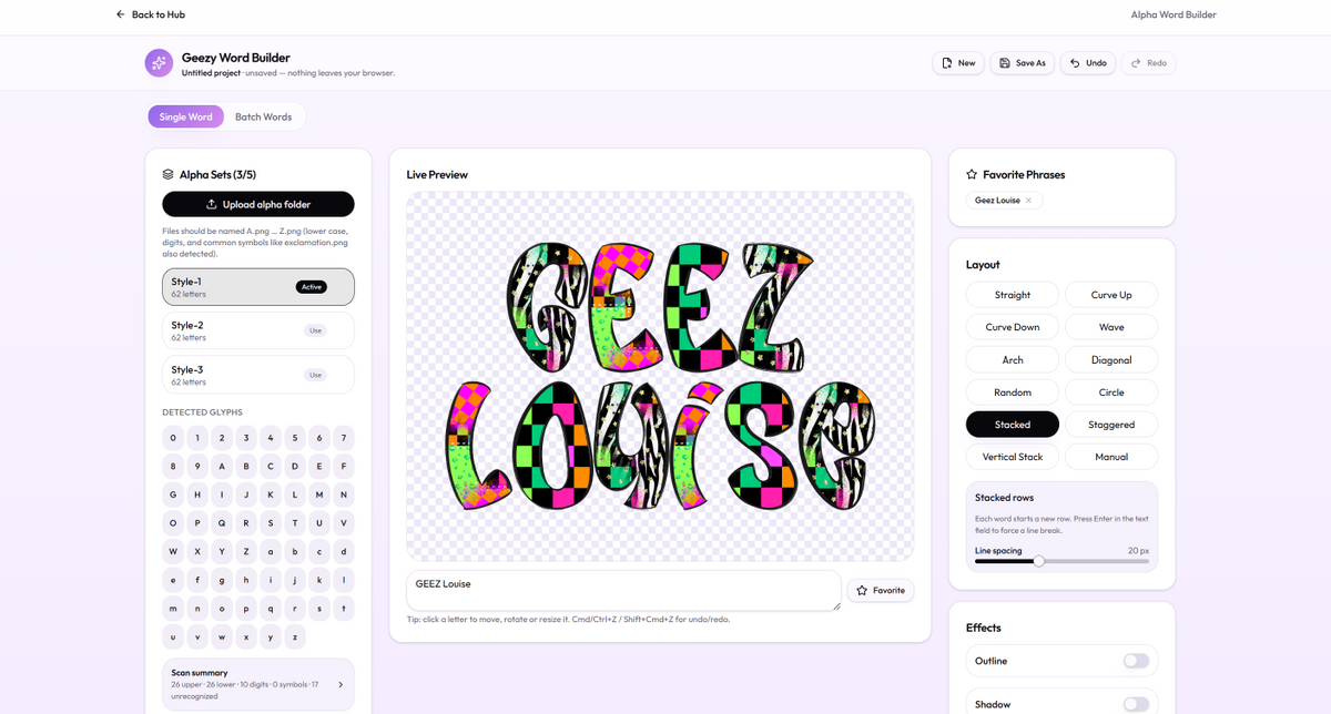 Geezy Word Builder | Single & Batch Alpha Word Generator