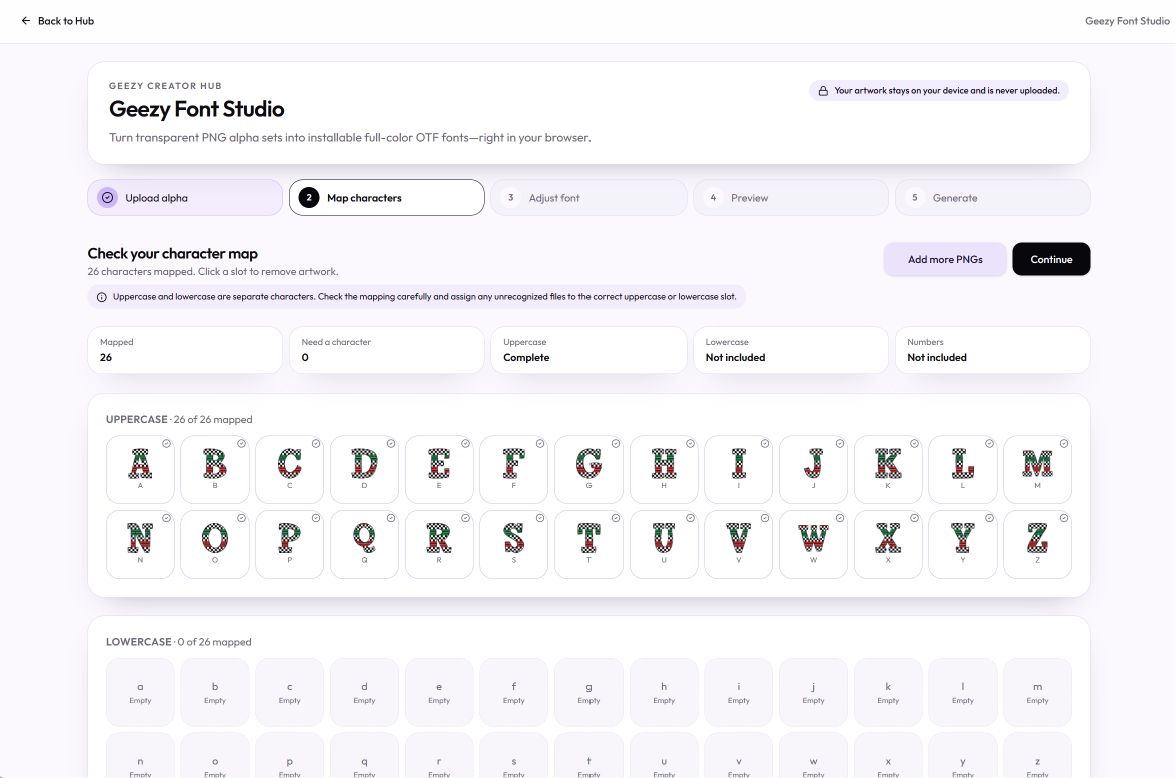 Geezy Font Studio | PNG Alpha to Full-Color OTF Font Maker | Lifetime Access