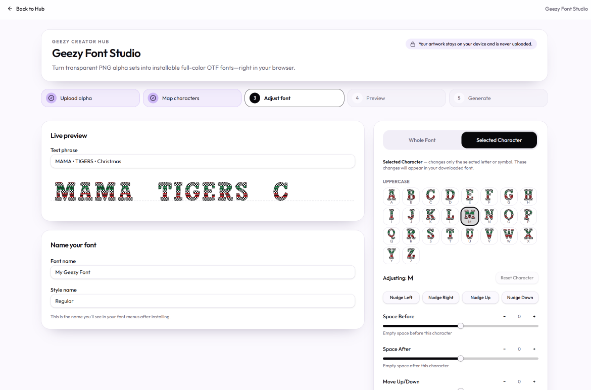 Geezy Font Studio | PNG Alpha to Full-Color OTF Font Maker | Lifetime Access