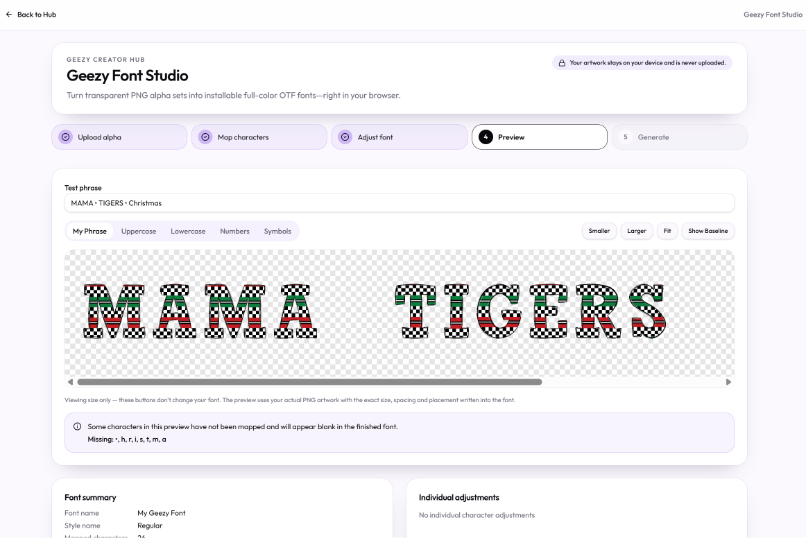 Geezy Font Studio | PNG Alpha to Full-Color OTF Font Maker | Lifetime Access