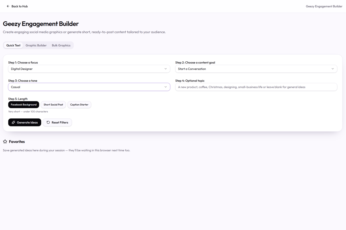 Geezy Engagement Builder – Social Media Post & Graphic Tool